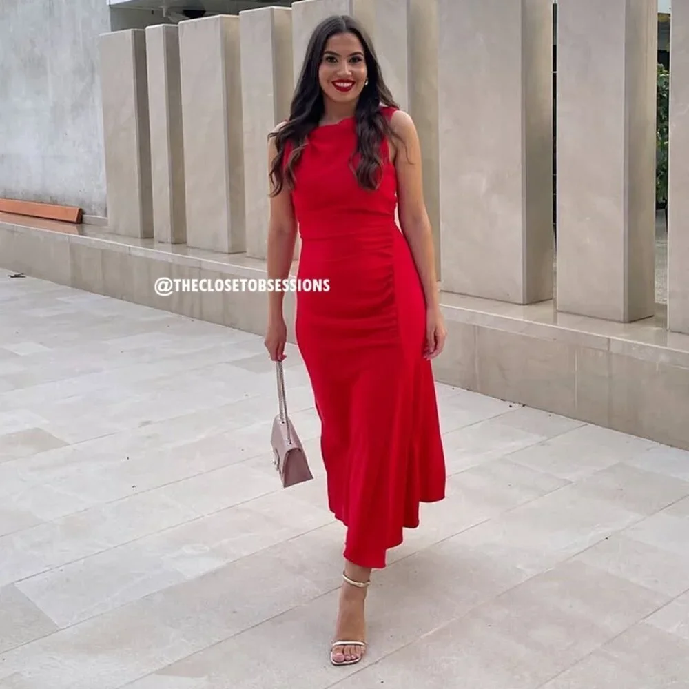 ZARA Midi Dress with Side Ruching - Picture 9 of 13